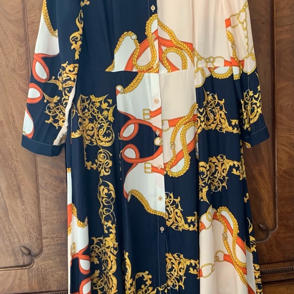 Marie Lund button front dress never worn. Versace’esque Print - Picture 2 of 6
